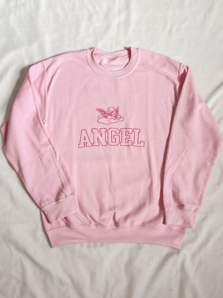Pembe 3 İplik Şardonlu Angel Sweatshirt x6
