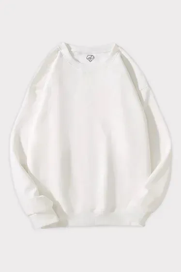 Beyaz 3 iplik Şardonlu Basic Sweatshirt x6
