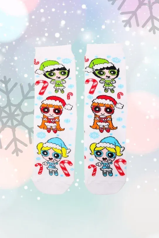 Beyaz Powerpuff Girls Yılbaşı Çorap
