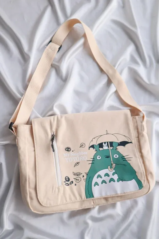 Bej My Neighboor Totoro Kanvas Postacı Çanta